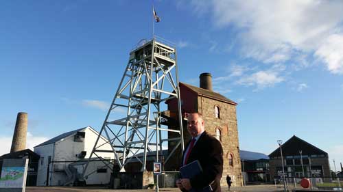 Andy Curnow in front of a Cornish Mine